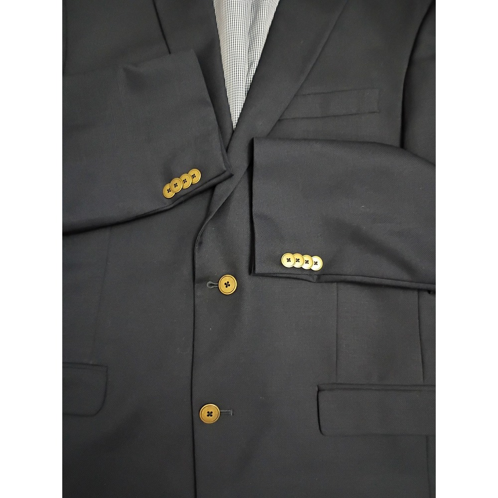 Tommy Hilfiger Mens Navy Gold Button Wool Blend 2 Button Blazer Sport Coat 40L